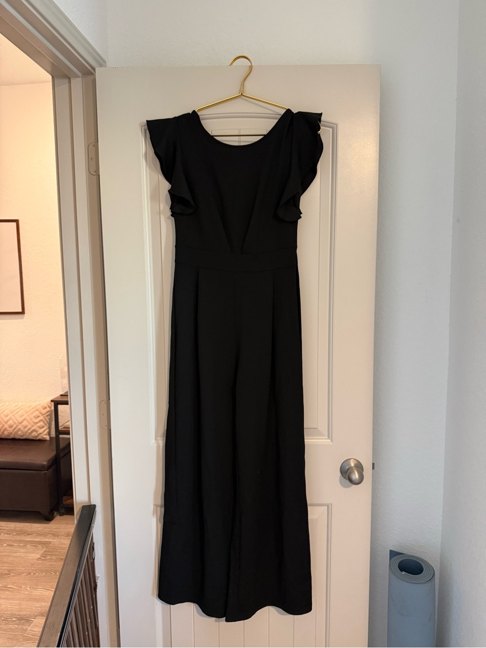 Black Ruffle-Sleeve Women's Dress